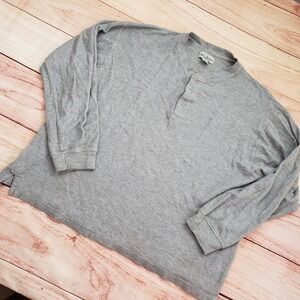 VINTAGE Bill Blass‎ Sleepwear Shirt Mens Large Gray Henley Long Sleeve Adult